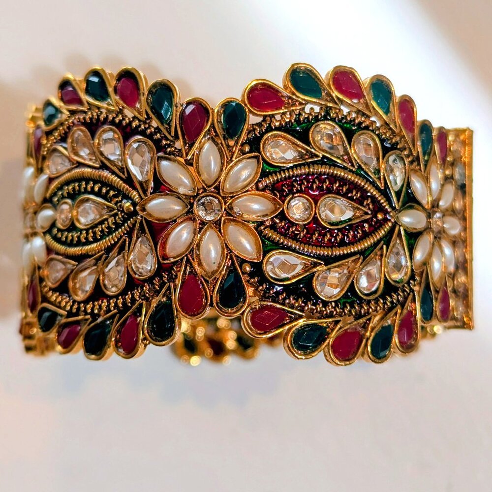 Ruby, Emerald, Crystal, Pearl bracelet from India